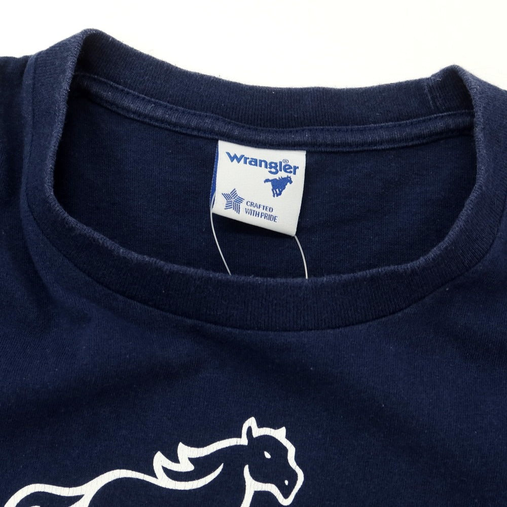 【中古】ラングラー Wrangler コットン クルーネック 半袖Ｔシャツ ネイビー【 表記なし（L位） 】【 状態ランクC 】【 メンズ 】