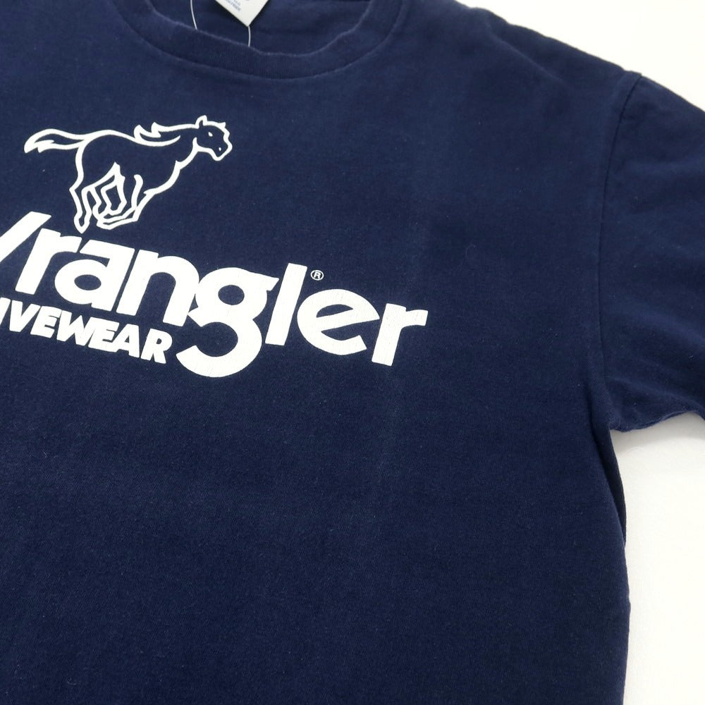 【中古】ラングラー Wrangler コットン クルーネック 半袖Ｔシャツ ネイビー【 表記なし（L位） 】【 状態ランクC 】【 メンズ 】