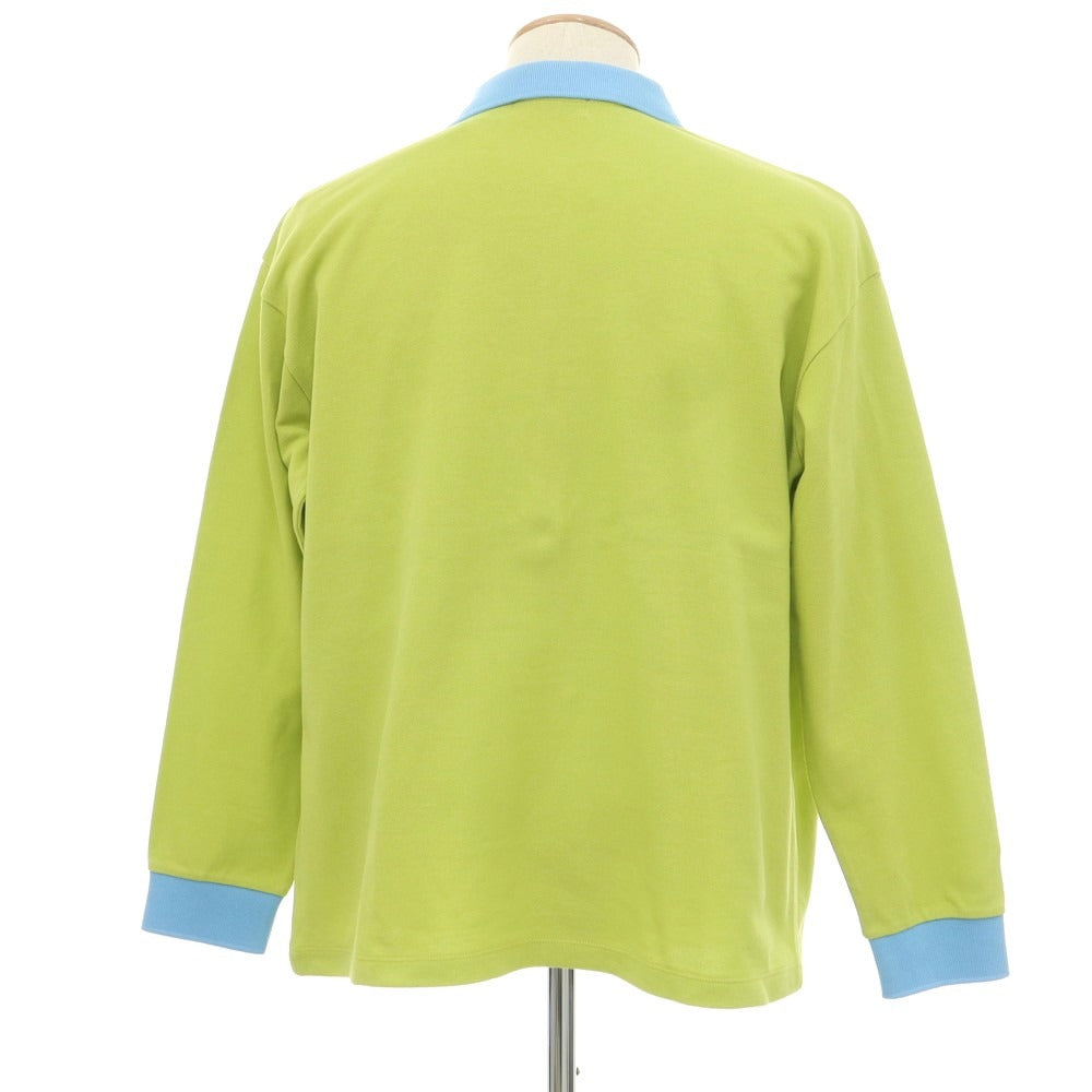 【中古】【未使用】リバーバレイト REVERBERATE ZIP LONG SLEEVE POLO コットン 鹿の子 ハーフジップ 長袖ポロシャツ ライトグリーンxライトブルー【 1 】【 状態ランクS 】【 メンズ 】