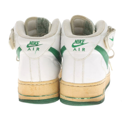 【中古】ナイキ NIKE AIR FORCE 1 MID スニーカー ホワイトxグリーン【 27.5cm 】【 状態ランクC 】【 メンズ 】