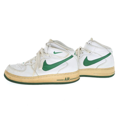 【中古】ナイキ NIKE AIR FORCE 1 MID スニーカー ホワイトxグリーン【 27.5cm 】【 状態ランクC 】【 メンズ 】