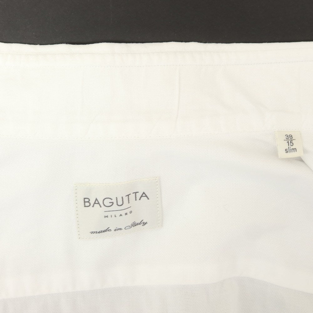 【中古】バグッタ Bagutta コットン レギュラーカラー ドレスシャツ ホワイト【 38 】【 状態ランクC 】【 メンズ 】