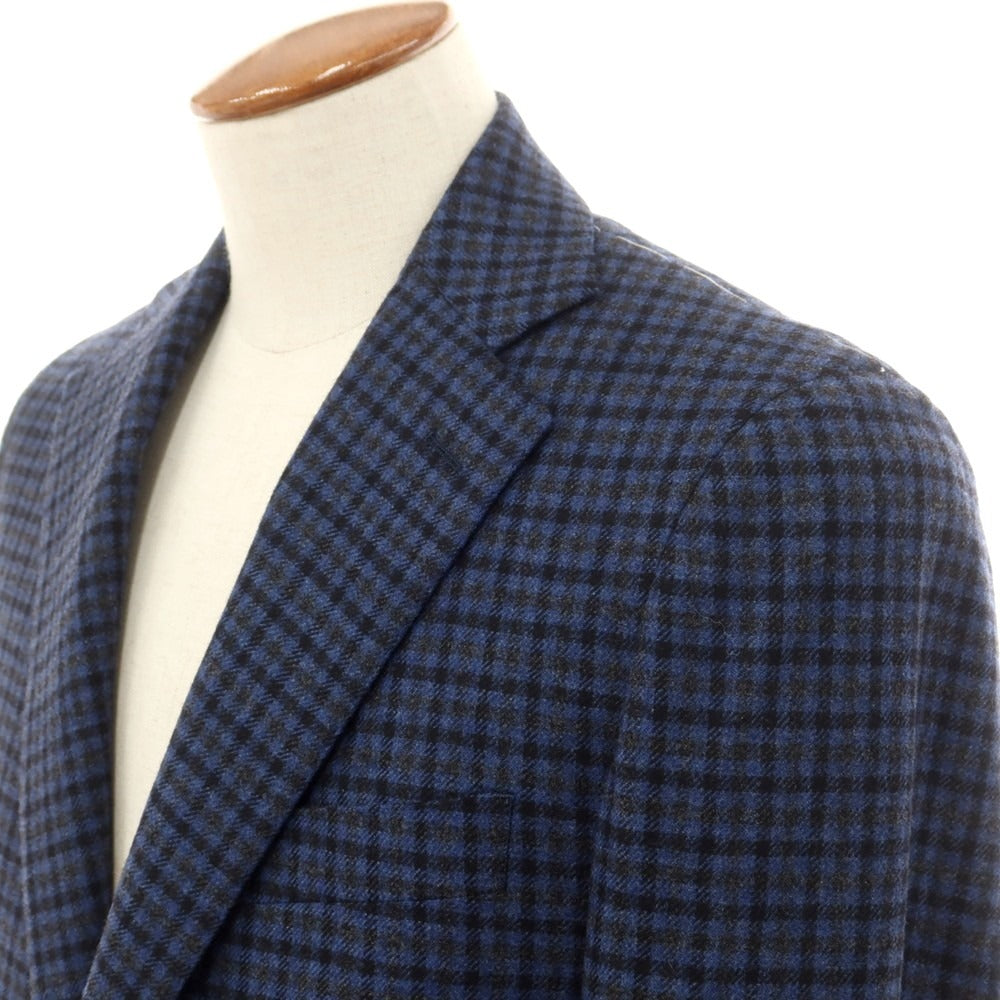 【中古】【未使用】トムスウィーニー THOM SWEENEY ウール チェック テーラードジャケット ライトネイビーxダークグレー【 48 】【 状態ランクS 】【 メンズ 】