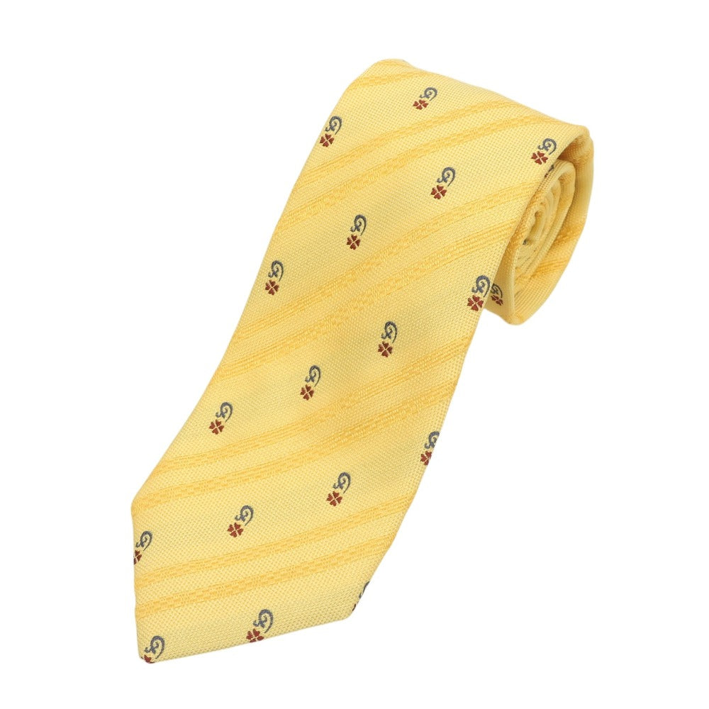 【中古】タイユアタイ TIE YOUR TIE 三つ折り シルク 小紋柄ネクタイ イエロー【 状態ランクB 】【 メンズ 】