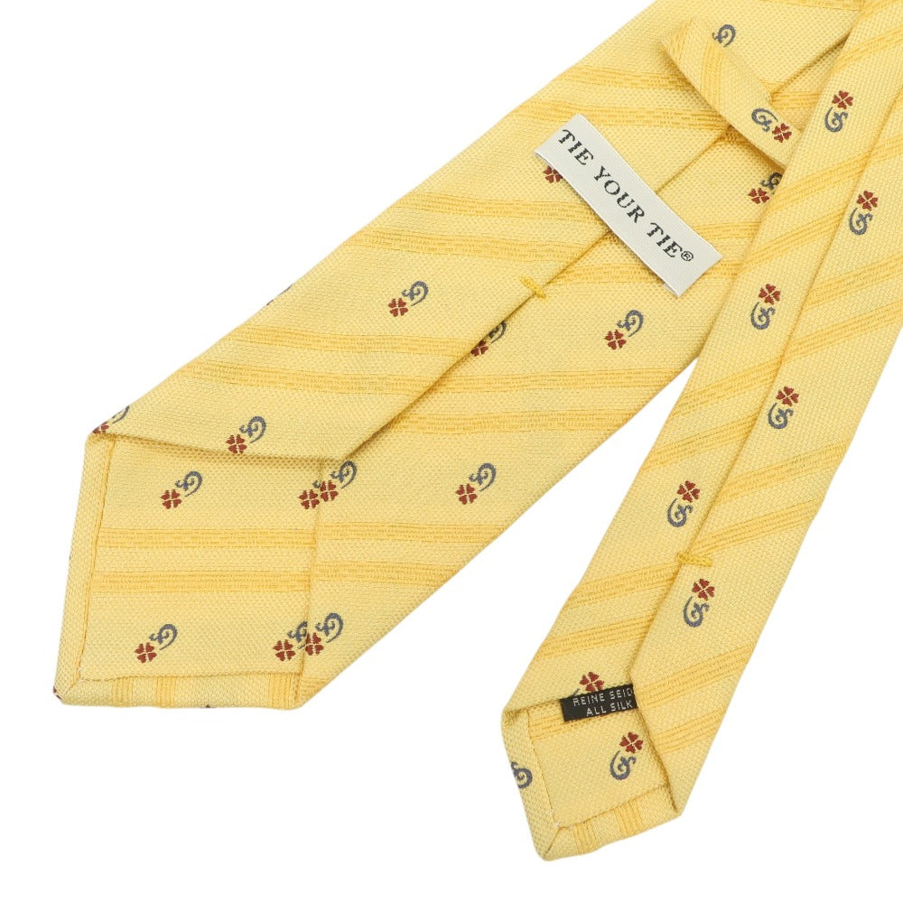 【中古】タイユアタイ TIE YOUR TIE 三つ折り シルク 小紋柄ネクタイ イエロー【 状態ランクB 】【 メンズ 】