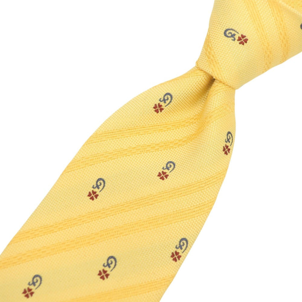 【中古】タイユアタイ TIE YOUR TIE 三つ折り シルク 小紋柄ネクタイ イエロー【 状態ランクB 】【 メンズ 】