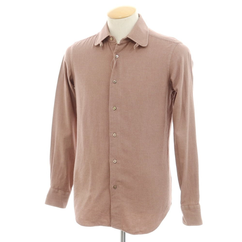 【中古】メイカーズシャツ カマクラ Makers Shirt 鎌倉 コットン カシミヤ タブカラー カジュアルシャツ ブラウン系【サイズ表記なし (XS位)】【 状態ランクB 】【 メンズ 】 [EPD]