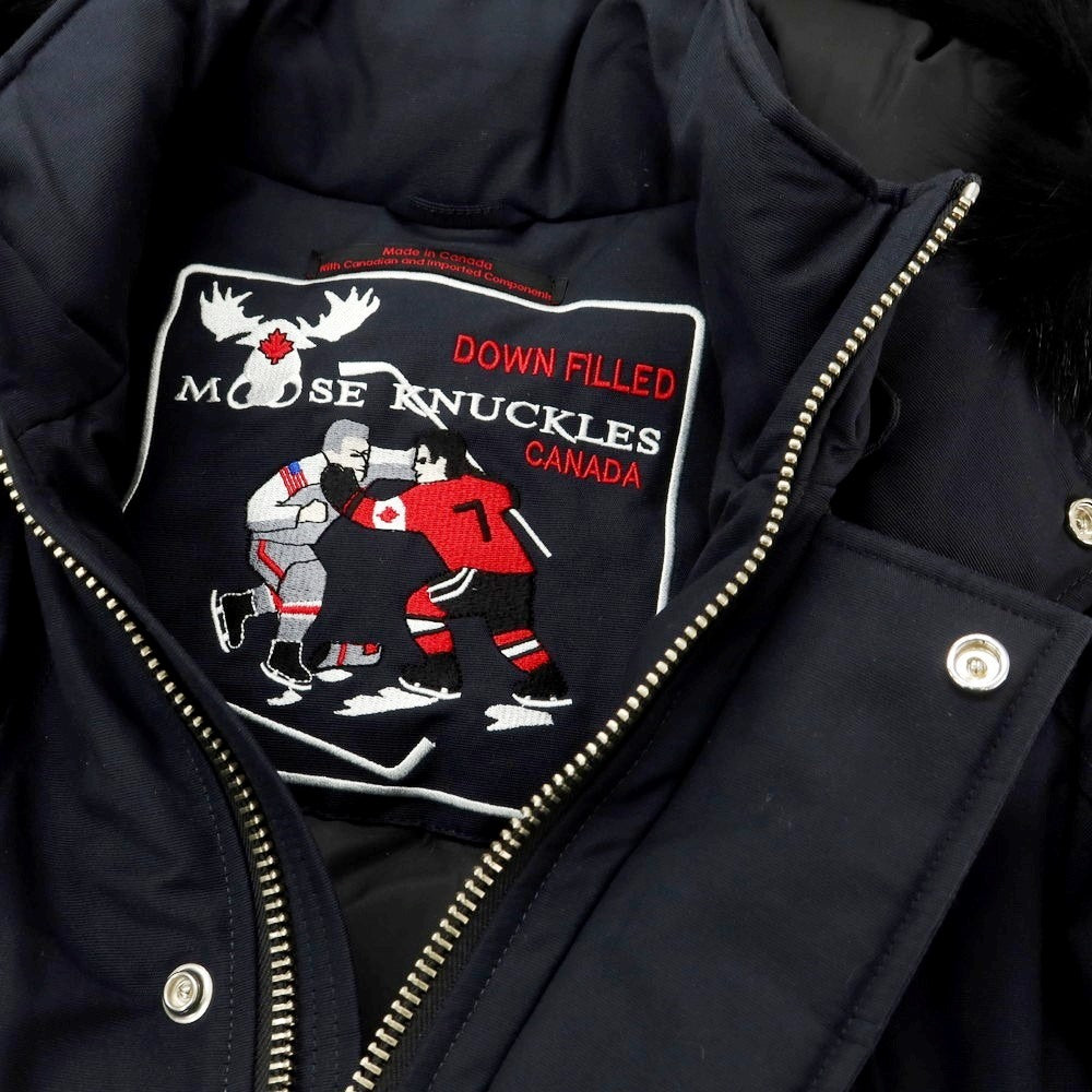 【中古】【未使用】ムースナックルズ MOOSE KNUCKLES コットンナイロン ファーダウンコート ネイビー【 M 】【 状態ランクS 】【 メンズ 】