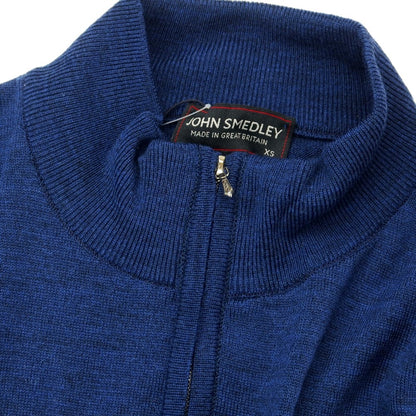 【中古】ジョンスメドレー JOHN SMEDLEY ハイゲージ ウール スタンドカラー ダブルジップ カーディガン ライトネイビー【 XS 】【 状態ランクA 】【 メンズ 】