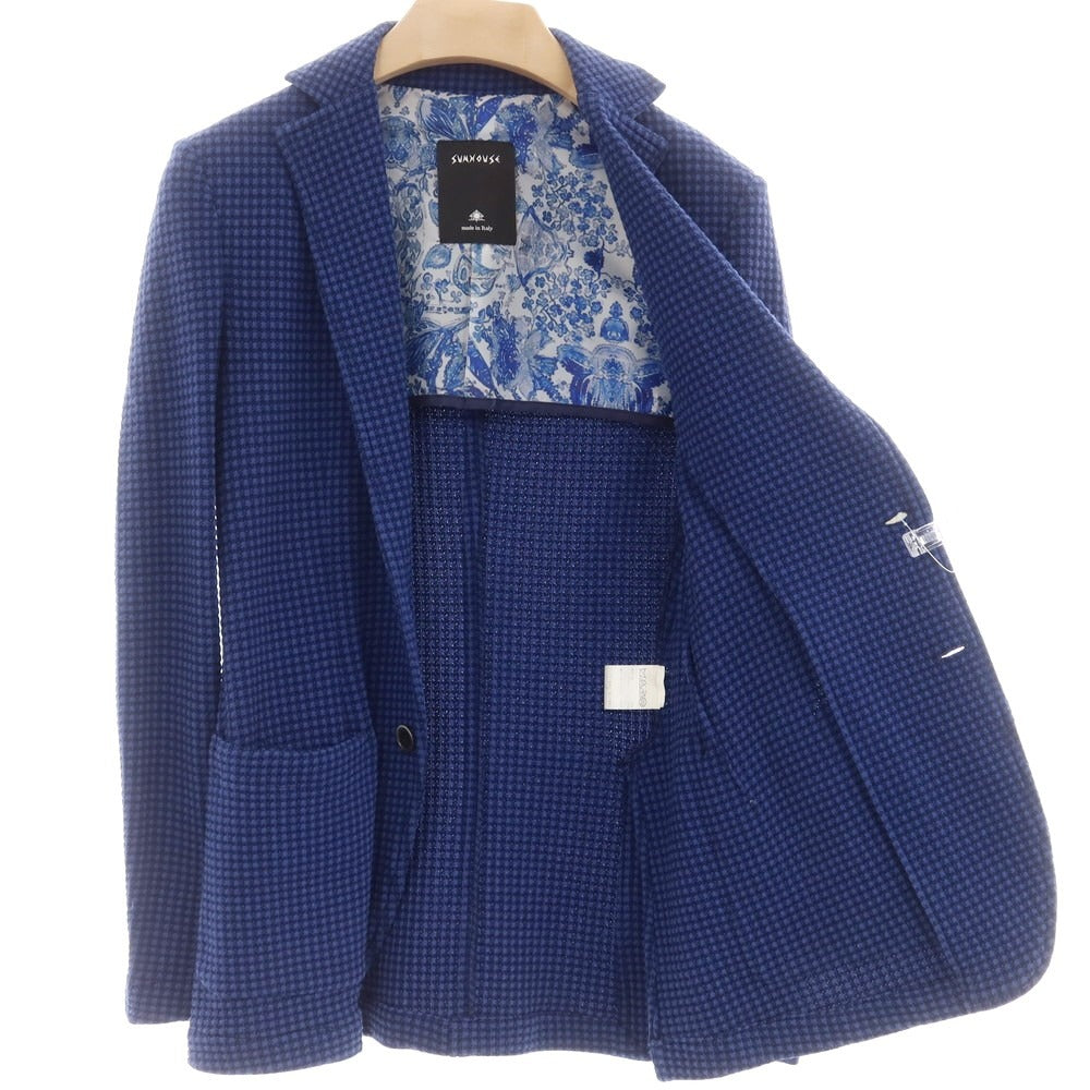 [Used] SUN HOUSE Cotton Nylon Knit Casual Jacket Navy x Dull Blue [44] [Condition Rank C] [Men&