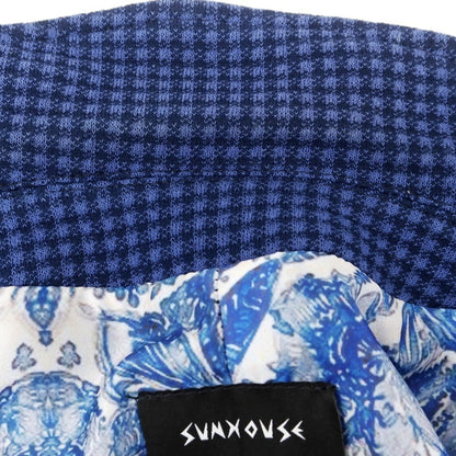 [Used] SUN HOUSE Cotton Nylon Knit Casual Jacket Navy x Dull Blue [44] [Condition Rank C] [Men&