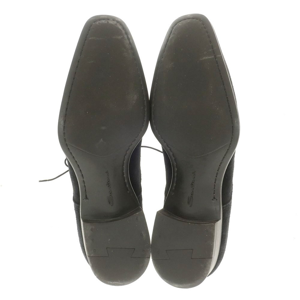 【中古】サントーニ Santoni スエード プレーントゥ ドレスシューズ ブラック【 7 1/2 】【 状態ランクB 】【 メンズ 】