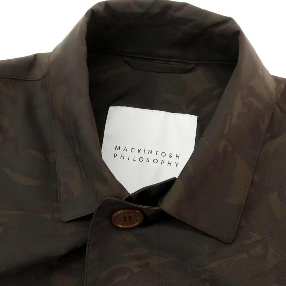 【中古】マッキントッシュフィロソフィー MACKINTOSH PHILOSOPHY ポリエステル カモフラージュ柄 ステンカラーコート グレーブラウン【サイズ36】【 状態ランクB 】【 メンズ 】[EPD]