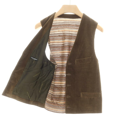 【中古】ドルチェアンドガッバーナ DOLCE&amp;GABBANA ウールコットン コーデュロイ カジュアル系ジレ ベスト オリーブブラウン系【 48 】【 状態ランクB 】【 メンズ 】
