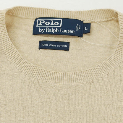 【中古】ポロ ラルフローレン Polo Ralph Lauren コットン クルーネック プルオーバーニット ベージュ【 L 】【 状態ランクB 】【 メンズ 】