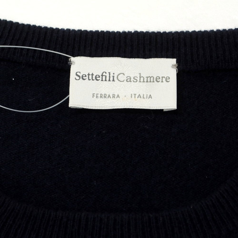 【中古】セッテフィーリ カシミア Settefili Cashmere ハイゲージ ウールレーヨンカシミヤ クルーネック ニットベスト ネイビー【 46 】【 状態ランクC 】【 メンズ 】