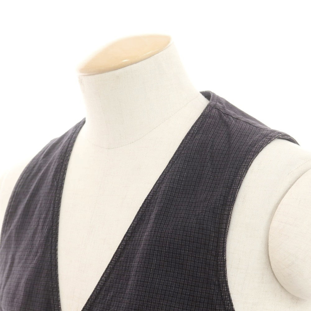 【中古】ラルディーニ LARDINI コットンリネン チェック ジレ ベスト ダークグレー【 44 】【 状態ランクC 】【 メンズ 】