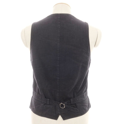 【中古】ラルディーニ LARDINI コットンリネン チェック ジレ ベスト ダークグレー【 44 】【 状態ランクC 】【 メンズ 】