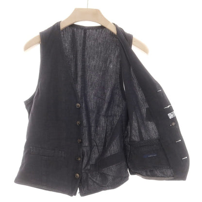 【中古】ラルディーニ LARDINI コットンリネン チェック ジレ ベスト ダークグレー【 44 】【 状態ランクC 】【 メンズ 】