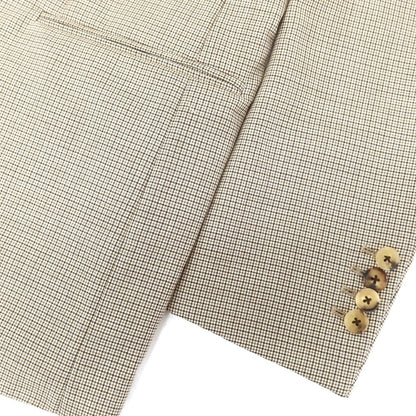 【中古】カルーゾ CARUSO ウール ガンクラブチェック 3つボタンスーツ ベージュxブラック【 48 Drop8 】【 状態ランクA 】【 メンズ 】