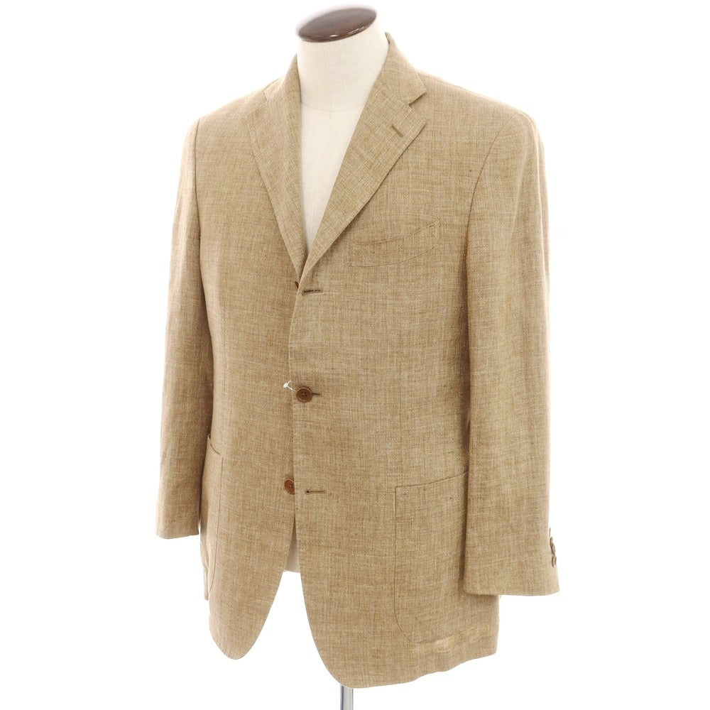 【中古】サルヴァトーレフェラガモ Salvatore Ferragamo リネン テーラードジャケット ライトブラウン【 50 】【 状態ランクC 】【 メンズ 】
