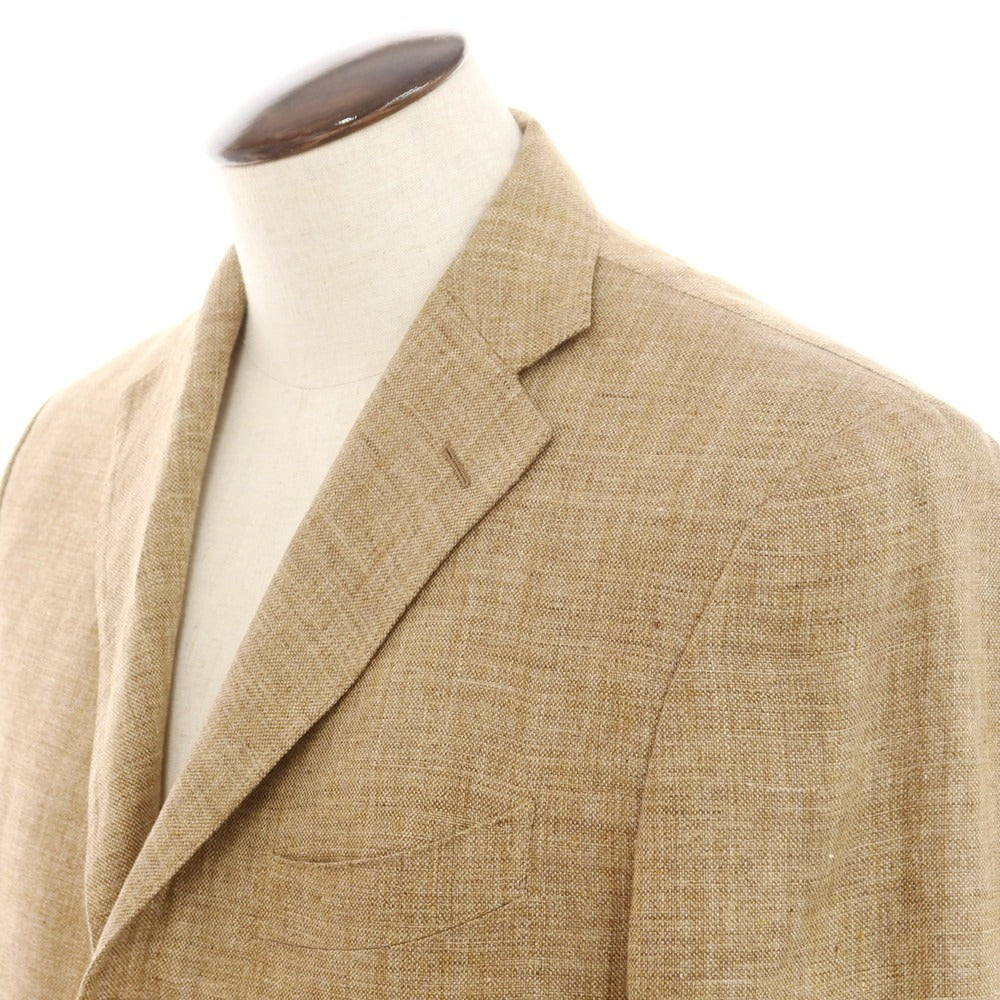 【中古】サルヴァトーレフェラガモ Salvatore Ferragamo リネン テーラードジャケット ライトブラウン【 50 】【 状態ランクC 】【 メンズ 】