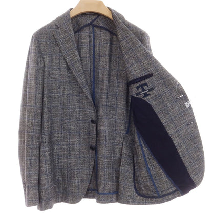 【中古】タリアトーレ TAGLIATORE レーヨン チェック テーラードジャケット ダークグレーxネイビー【 48 】【 状態ランクC 】【 メンズ 】