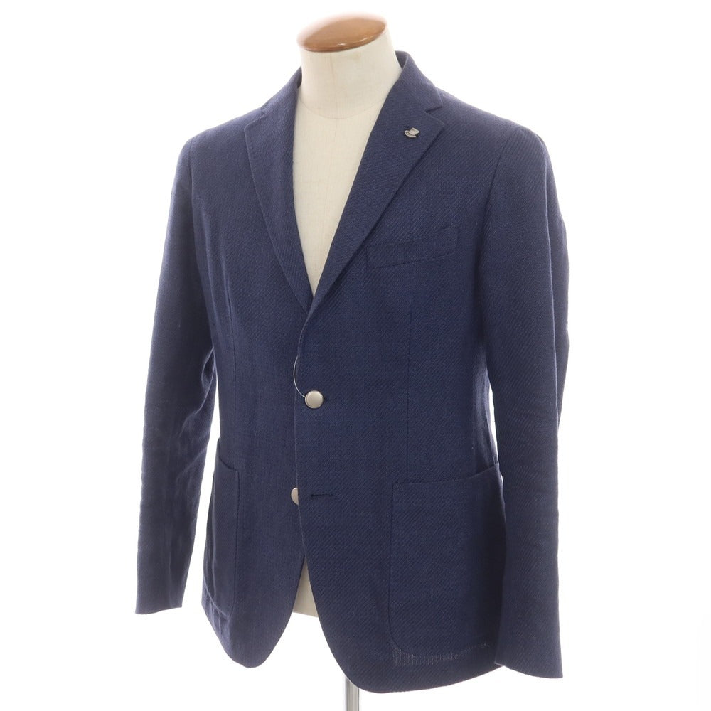【中古】タリアトーレ TAGLIATORE リネンコットン テーラードジャケット ネイビー【 46 】【 状態ランクC 】【 メンズ 】