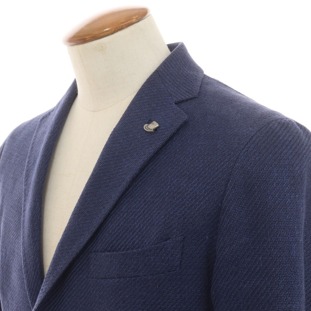 【中古】タリアトーレ TAGLIATORE リネンコットン テーラードジャケット ネイビー【 46 】【 状態ランクC 】【 メンズ 】