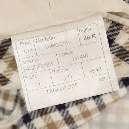 【中古】タリアトーレ TAGLIATORE リネンコットン チェック テーラードジャケット ホワイトxダークネイビー【 48 】【 状態ランクB 】【 メンズ 】
