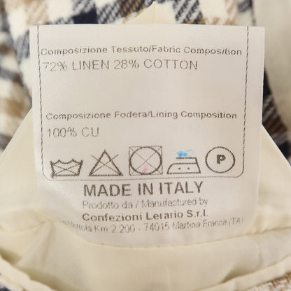 【中古】タリアトーレ TAGLIATORE リネンコットン チェック テーラードジャケット ホワイトxダークネイビー【 48 】【 状態ランクB 】【 メンズ 】