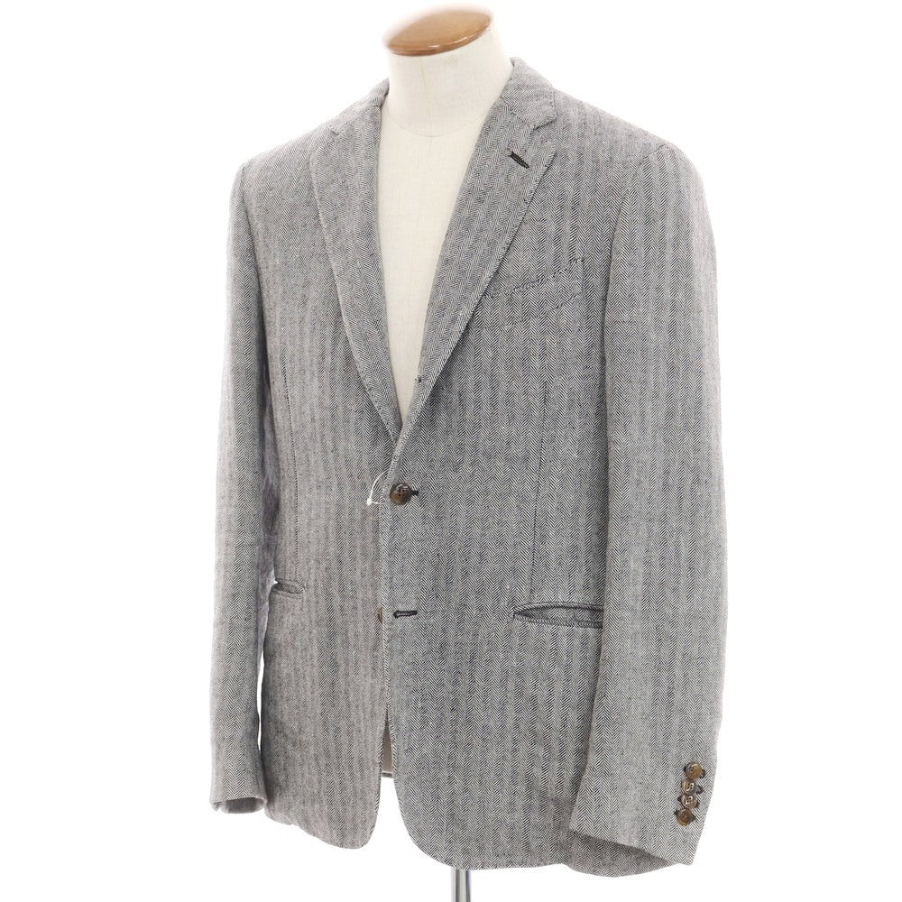 【中古】ラルディーニ LARDINI リネン テーラードジャケット ブラックxホワイト【 48 】【 状態ランクC 】【 メンズ 】