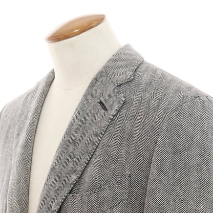 【中古】ラルディーニ LARDINI リネン テーラードジャケット ブラックxホワイト【 48 】【 状態ランクC 】【 メンズ 】