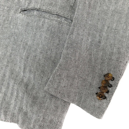 【中古】ラルディーニ LARDINI リネン テーラードジャケット ブラックxホワイト【 48 】【 状態ランクC 】【 メンズ 】