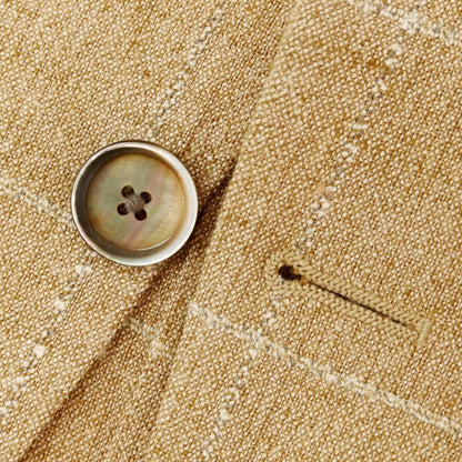 【中古】ラルディーニ LARDINI リネンコットン チェック テーラードジャケット ベージュブラウン系【 表記なし（L位） 】【 状態ランクC 】【 メンズ 】