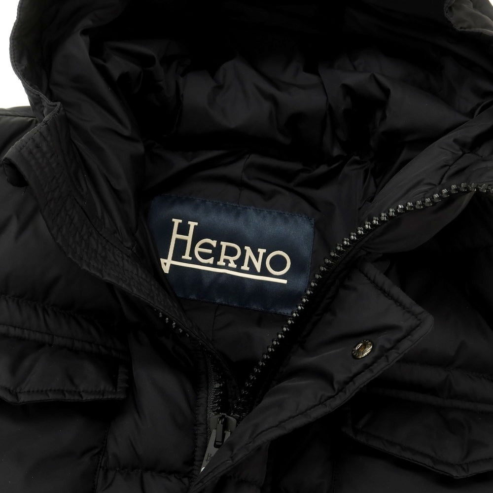 【中古】【未使用】ヘルノ Herno ナイロン フーデッド ダウンコート ブラック【 50 】【 状態ランクS 】【 メンズ 】