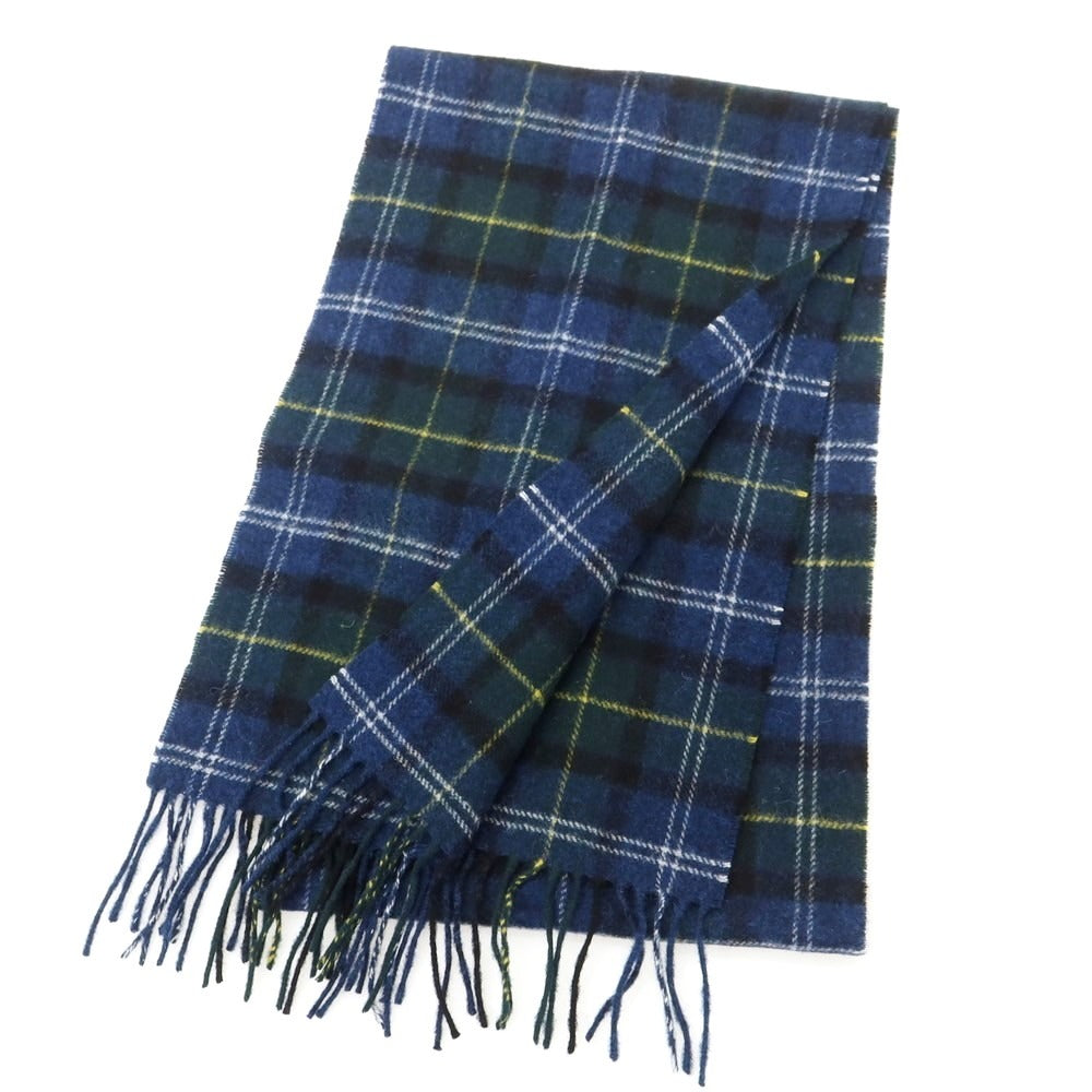【中古】バブアー Barbour ウール チェック マフラー ダークブルー系xダークグリーン【 状態ランクB 】【 メンズ 】 [CPD]