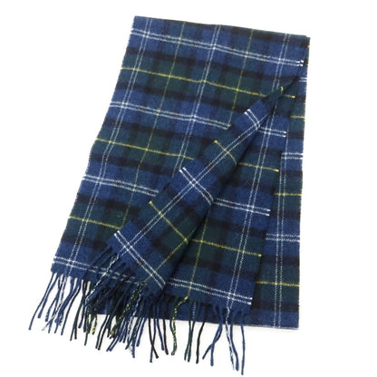 【中古】バブアー Barbour ウール チェック マフラー ダークブルー系xダークグリーン【 状態ランクB 】【 メンズ 】
