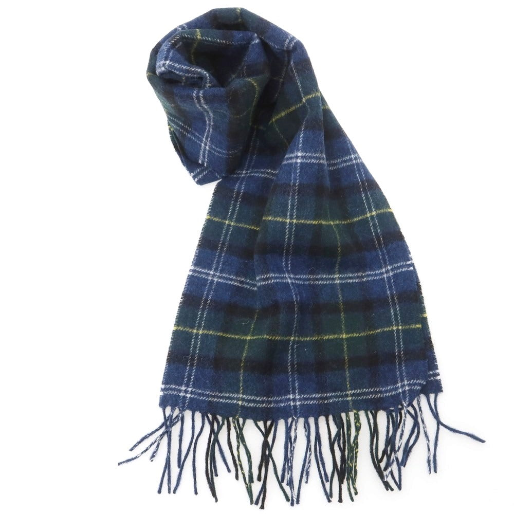 【中古】バブアー Barbour ウール チェック マフラー ダークブルー系xダークグリーン【 状態ランクB 】【 メンズ 】 [CPD]