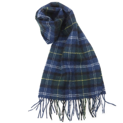 【中古】バブアー Barbour ウール チェック マフラー ダークブルー系xダークグリーン【 状態ランクB 】【 メンズ 】