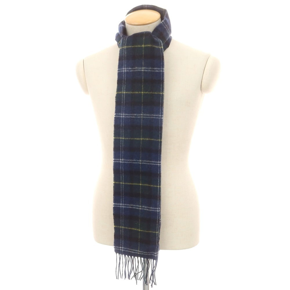 【中古】バブアー Barbour ウール チェック マフラー ダークブルー系xダークグリーン【 状態ランクB 】【 メンズ 】 [CPD]