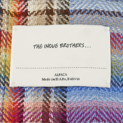 【中古】イノウエブラザーズ THE INOUE BROTHERS ウール系 チェック 大判 マフラー ネイビーxマルチカラー【 状態ランクB 】【 メンズ 】