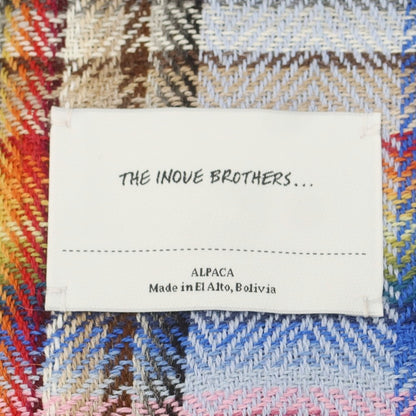 【中古】イノウエブラザーズ THE INOUE BROTHERS ウール系 チェック 大判 マフラー ブルーxマルチカラー【 状態ランクB 】【 メンズ 】