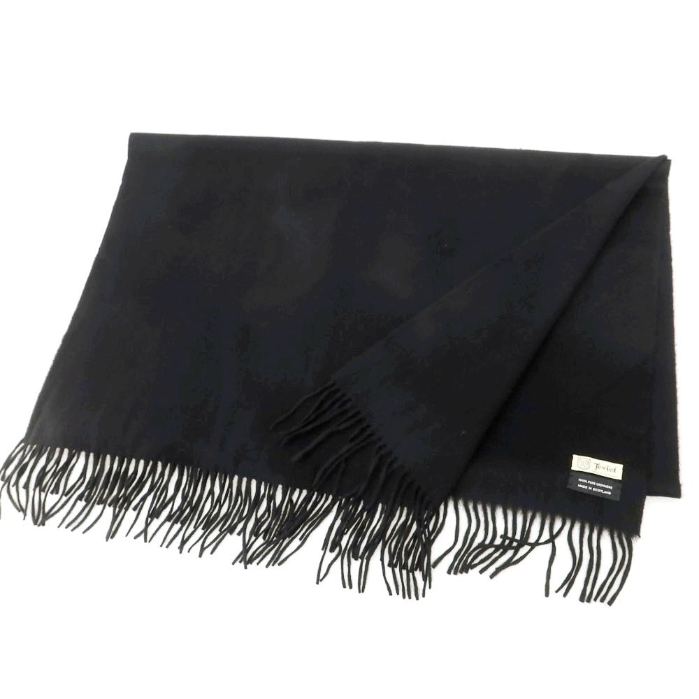 【中古】テビオット Teviot カシミヤ 大判 マフラー ブラック【 状態ランクB 】【 メンズ 】