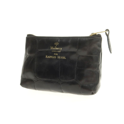【中古】マルベリー MULBERRY クロコ型押しレザー RAFFLES HOTEL ポーチ ブラック【 状態ランクA 】【 ユニセックス 】