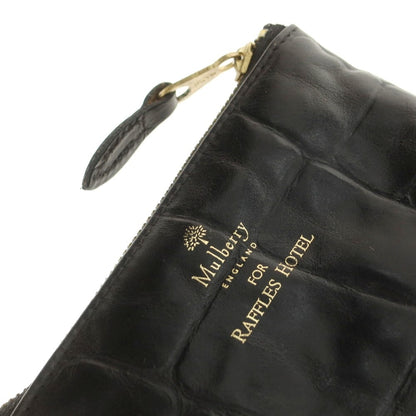 【中古】マルベリー MULBERRY クロコ型押しレザー RAFFLES HOTEL ポーチ ブラック【 状態ランクA 】【 ユニセックス 】