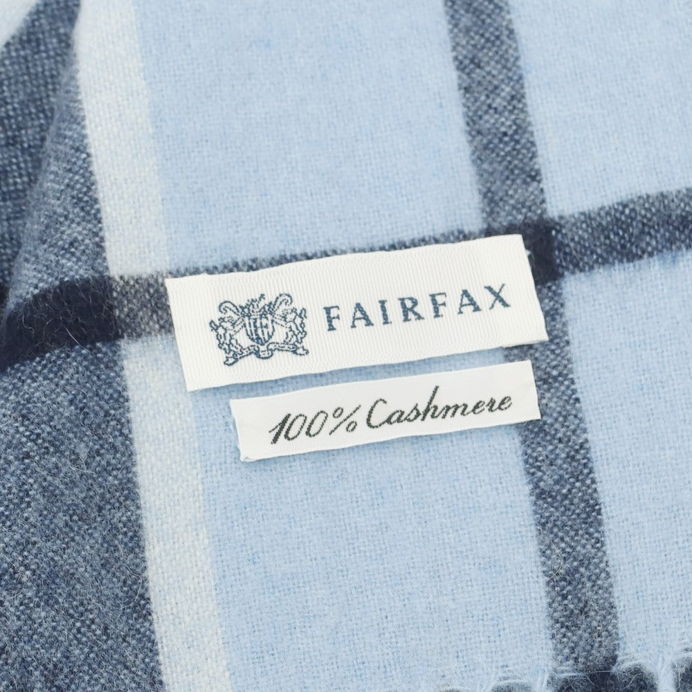 【中古】フェアファクス FAIRFAX カシミヤ チェック マフラー ライトブルーxネイビー【 状態ランクA 】【 メンズ 】