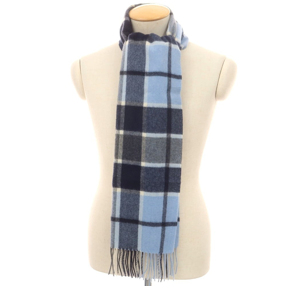 【中古】フェアファクス FAIRFAX カシミヤ チェック マフラー ライトブルーxネイビー【 状態ランクA 】【 メンズ 】