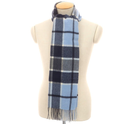 【中古】フェアファクス FAIRFAX カシミヤ チェック マフラー ライトブルーxネイビー【 状態ランクA 】【 メンズ 】