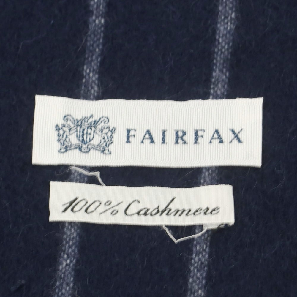【中古】フェアファクス FAIRFAX カシミヤ ストライプ マフラー ネイビーxホワイト【 状態ランクB 】【 メンズ 】